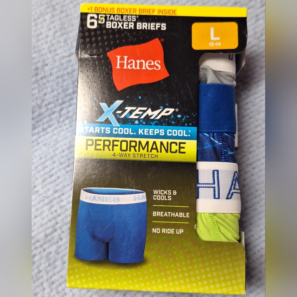 NWT Hanes Boxer Briefs Blue Green Comfort Fit